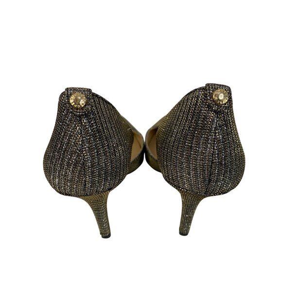 Michael Kors Metallic D'Orsay Heels Size 10M Knit Textile Sparkle 8762 Shoes - Picture 6 of 11